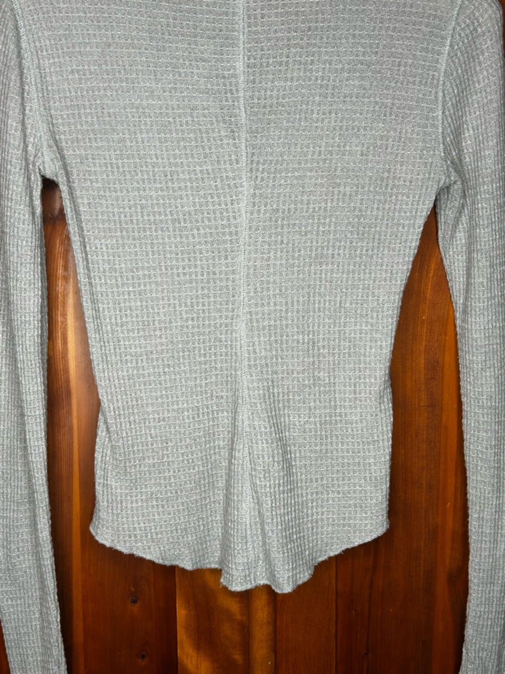 Intimately by Free People One of the Girls Long Sleeve Gray Waffle Knit Henley - Picture 7 of 13